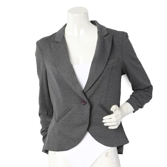 Soho Apparel Stretch Hi-Lo Blazer Jacket. Ruched Sleeves Office Workwear Grey - Picture 7 of 7